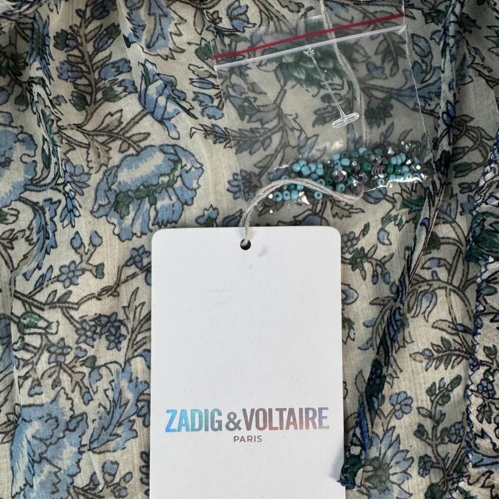 NWT Zadig & Voltaire Thym Print Paisley Embellished Top, Size Small - Picture 4 of 11